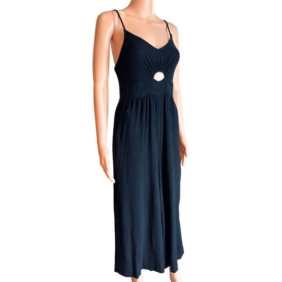 Women’s Black Wide Leg Strappy Jumpsuit Romper Medium - Picture 4 of 6